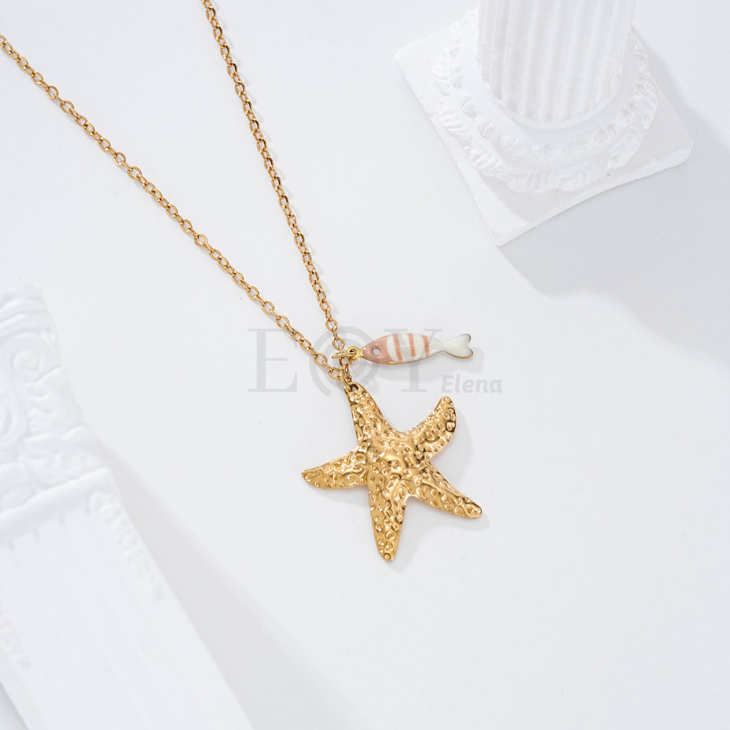 Collar pez rayas y estrella dorada