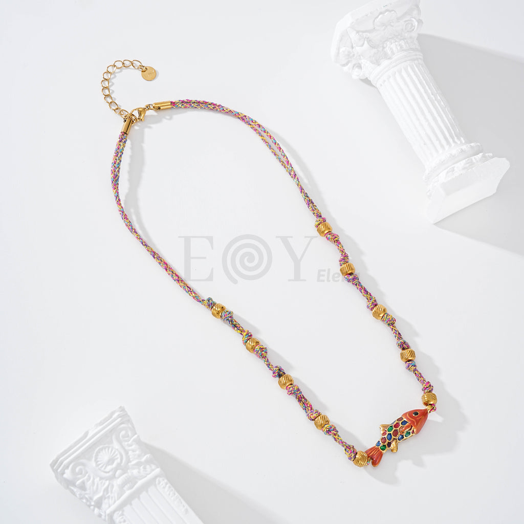 Collar con cuerda pez color