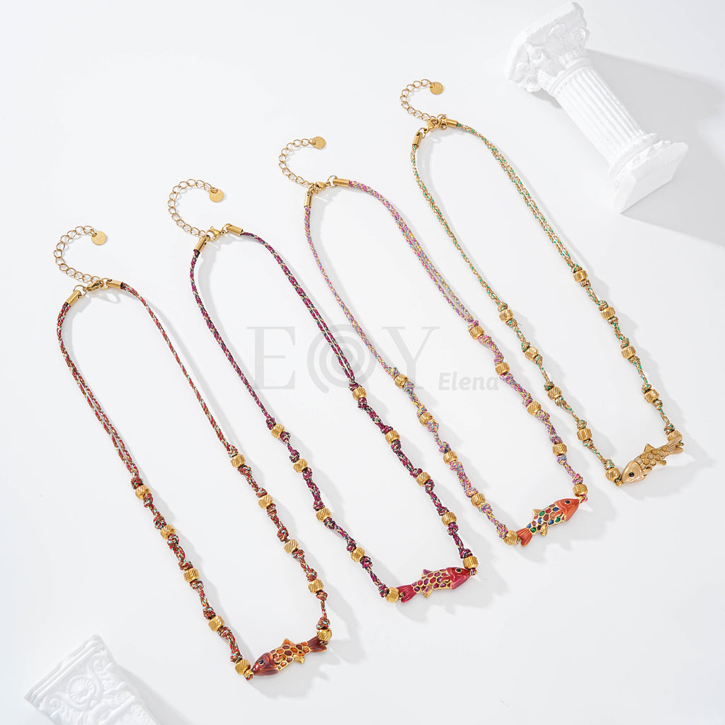 Collar con cuerda pez color