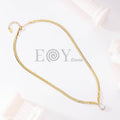 Collar Cadena Espiga con Circonita Gota de Acero Inoxidable Dorado