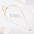 Collar Doble Cadena Minimalista con Circonita de Acero Inoxidable Dorado