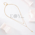 Collar Lariat Doble con Circonitas de Acero Inoxidable Dorado