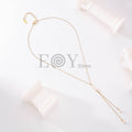 Collar Largo Y con Perlas de Acero Inoxidable Dorado