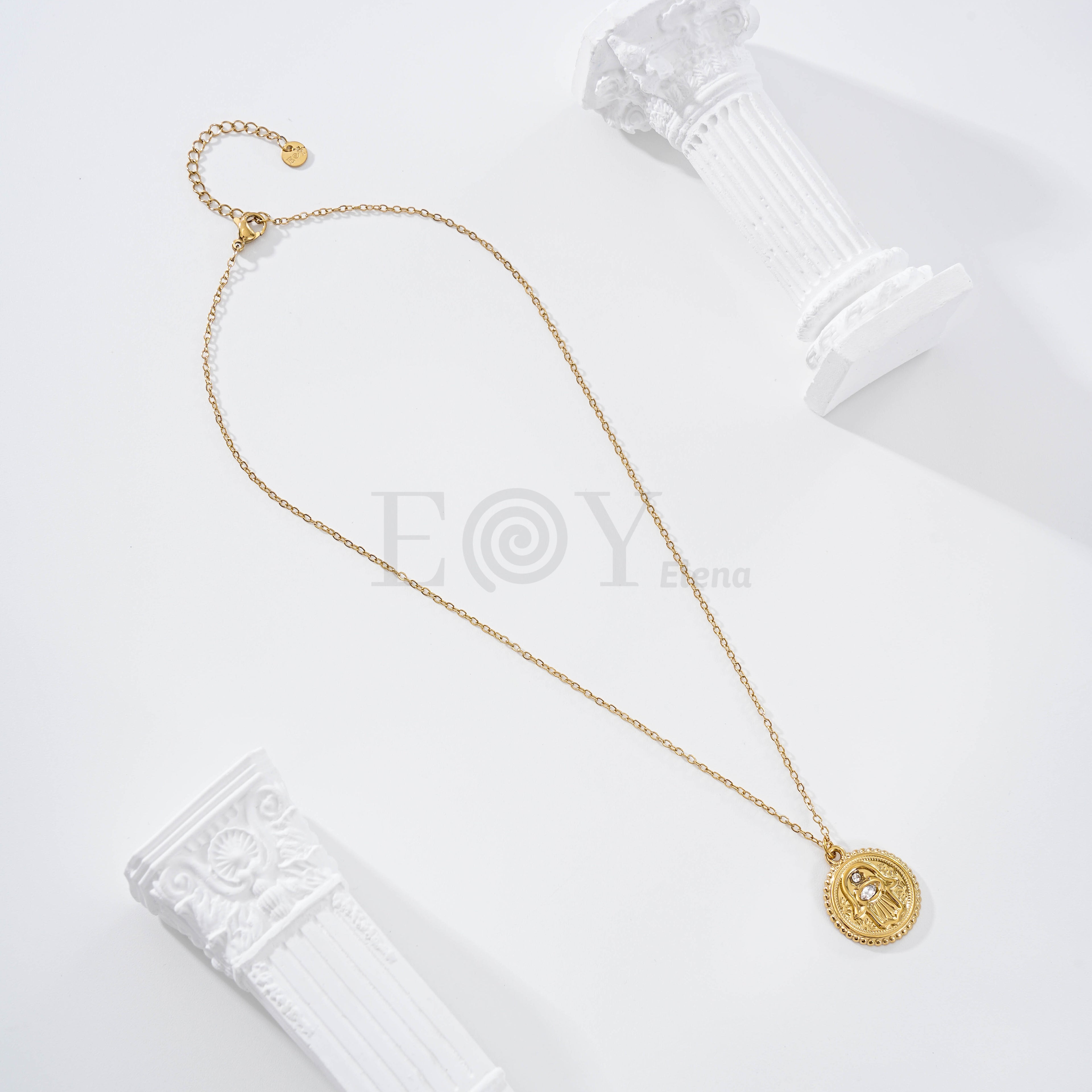 Collar mano Fátima circonita