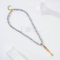 Collar cadena bolas cerámica con pez acero
