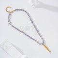 Collar bolas cerámica con pez alargado acero