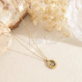 Collar redondo con piedra acero