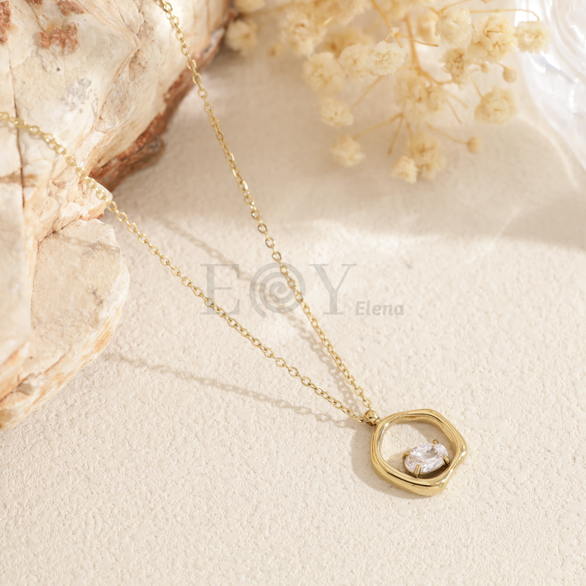 Collar aro con piedra acero