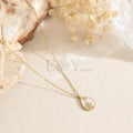 Collar chapa gota con flores acero