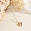 Collar doble corazón circonitas acero