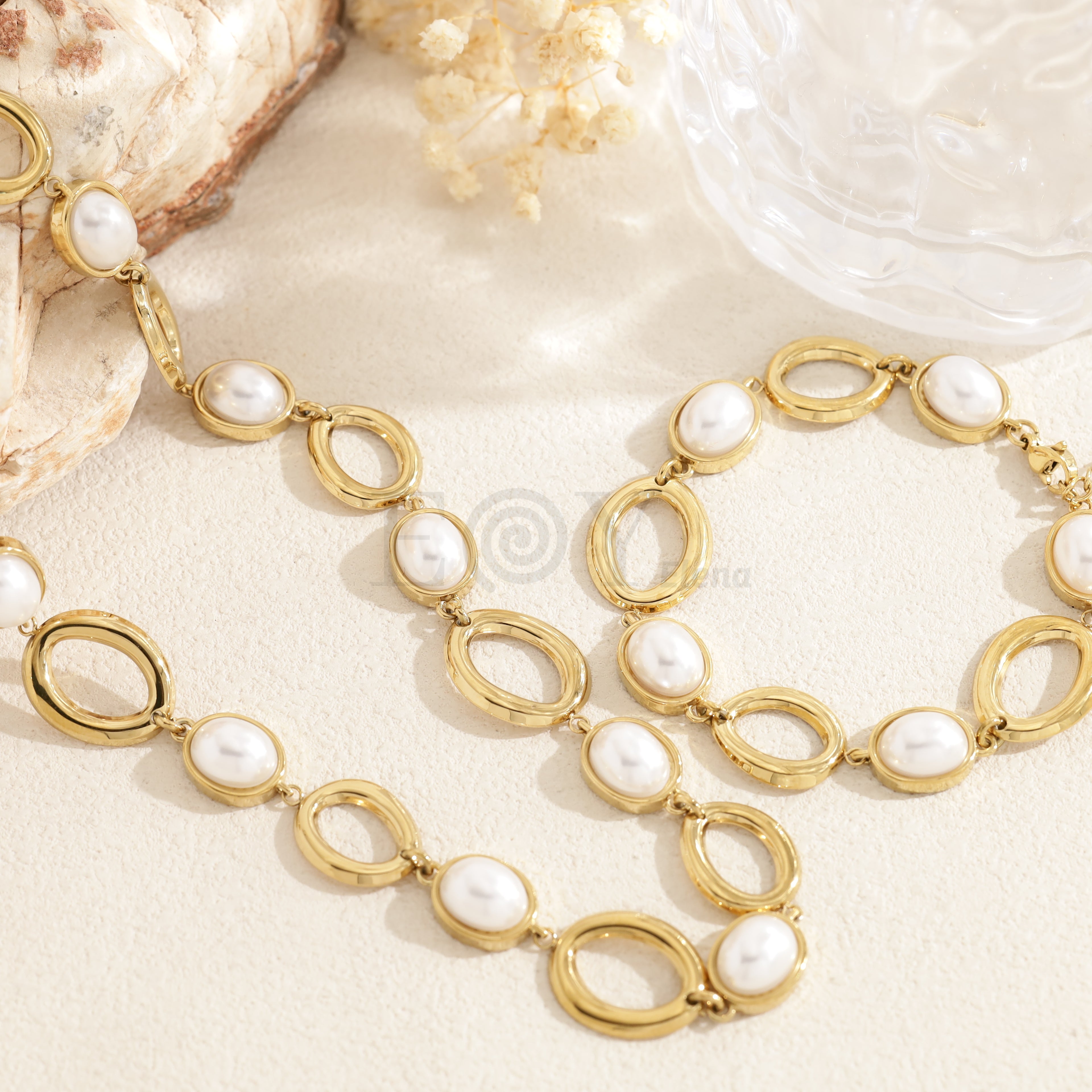 Collar aros y perlas
