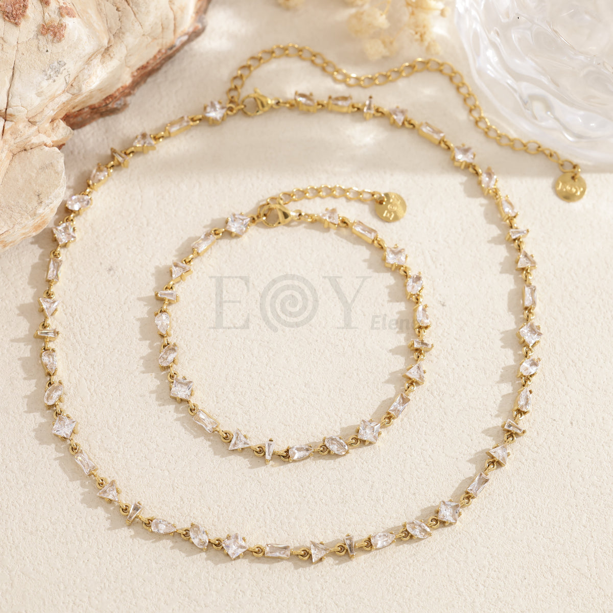 Pulsera piedras irregulares color acero