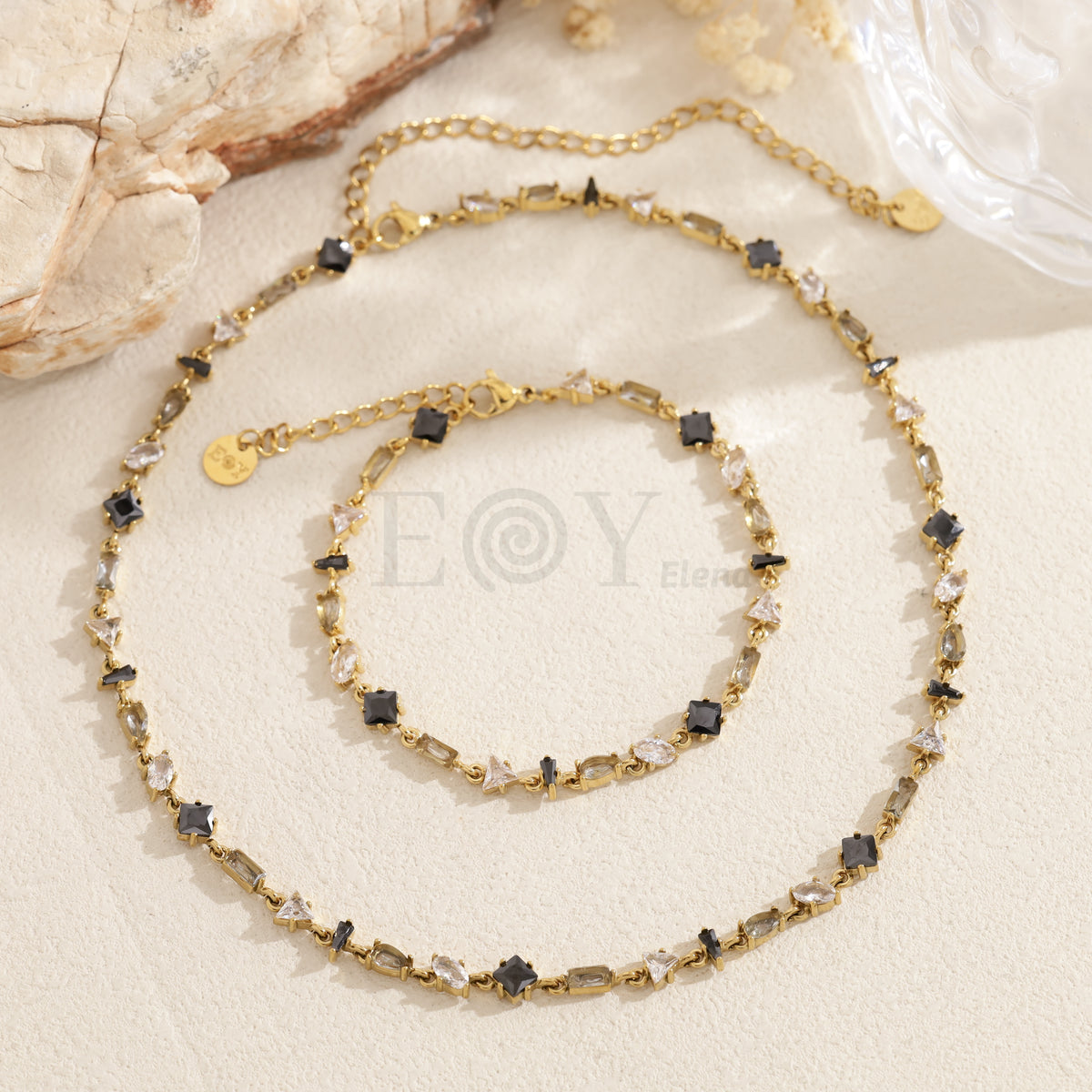Collar piedras formas varias acero