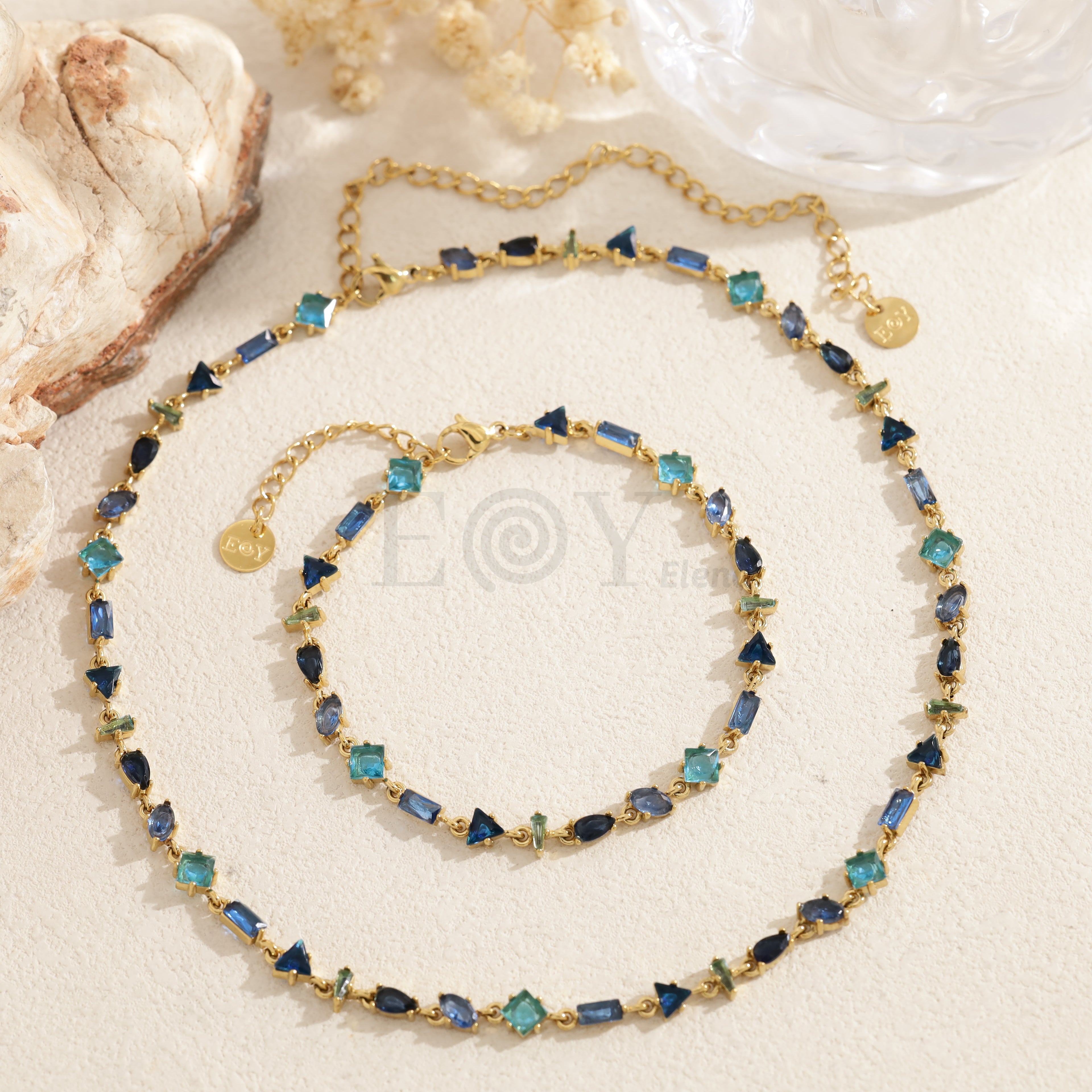 Pulsera piedras irregulares color acero