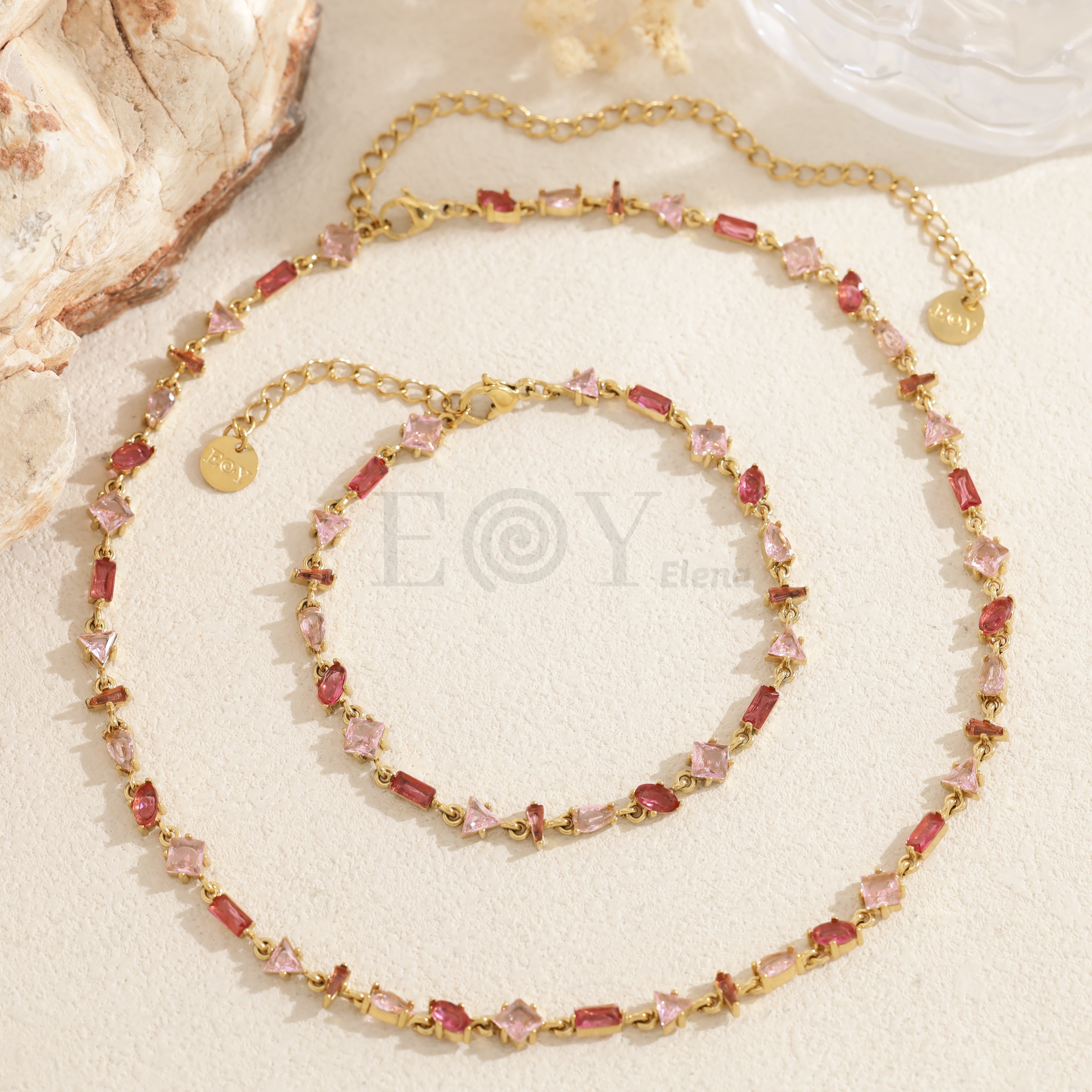 Pulsera piedras irregulares color acero