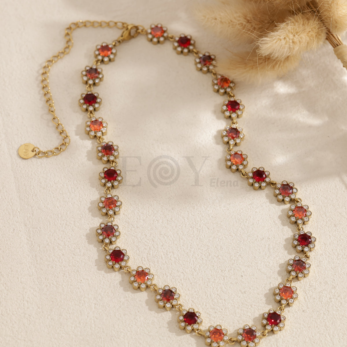 Collar flores circonitas color acero