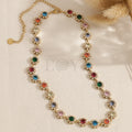 Collar flores circonitas color acero