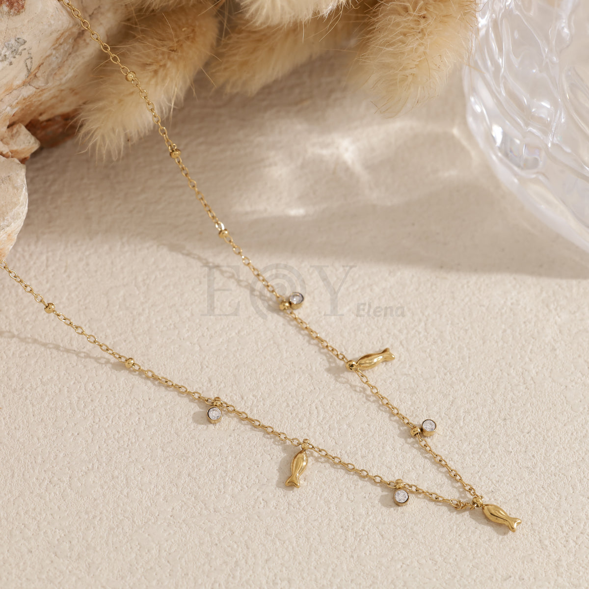 Collar peces con circonitas acero
