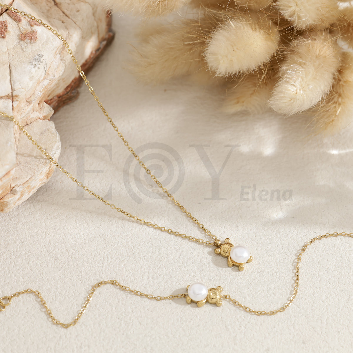 Pulsera oso con perla acero