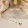 Collar corazón circonita acero