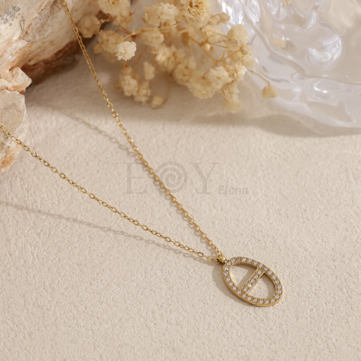 Collar detalle con circonitas acero