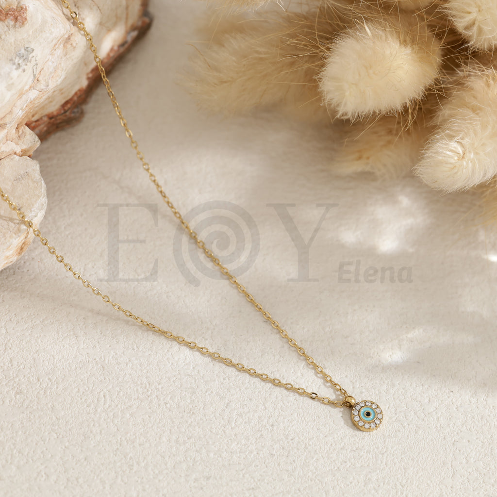 Collar de ojo con circonitas de acero
