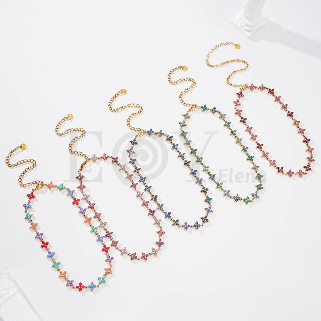 Collar flor color acero