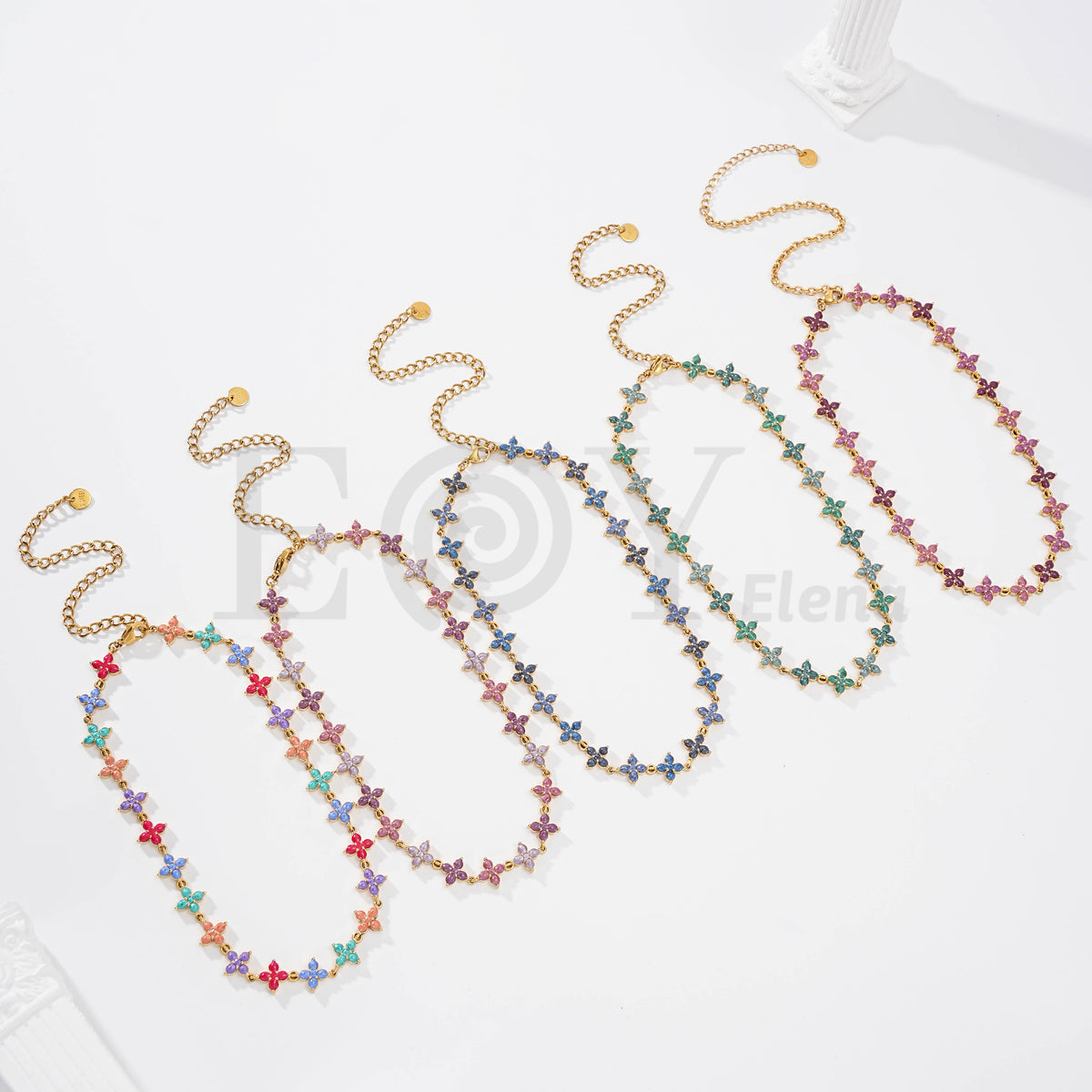 Collar flor color acero