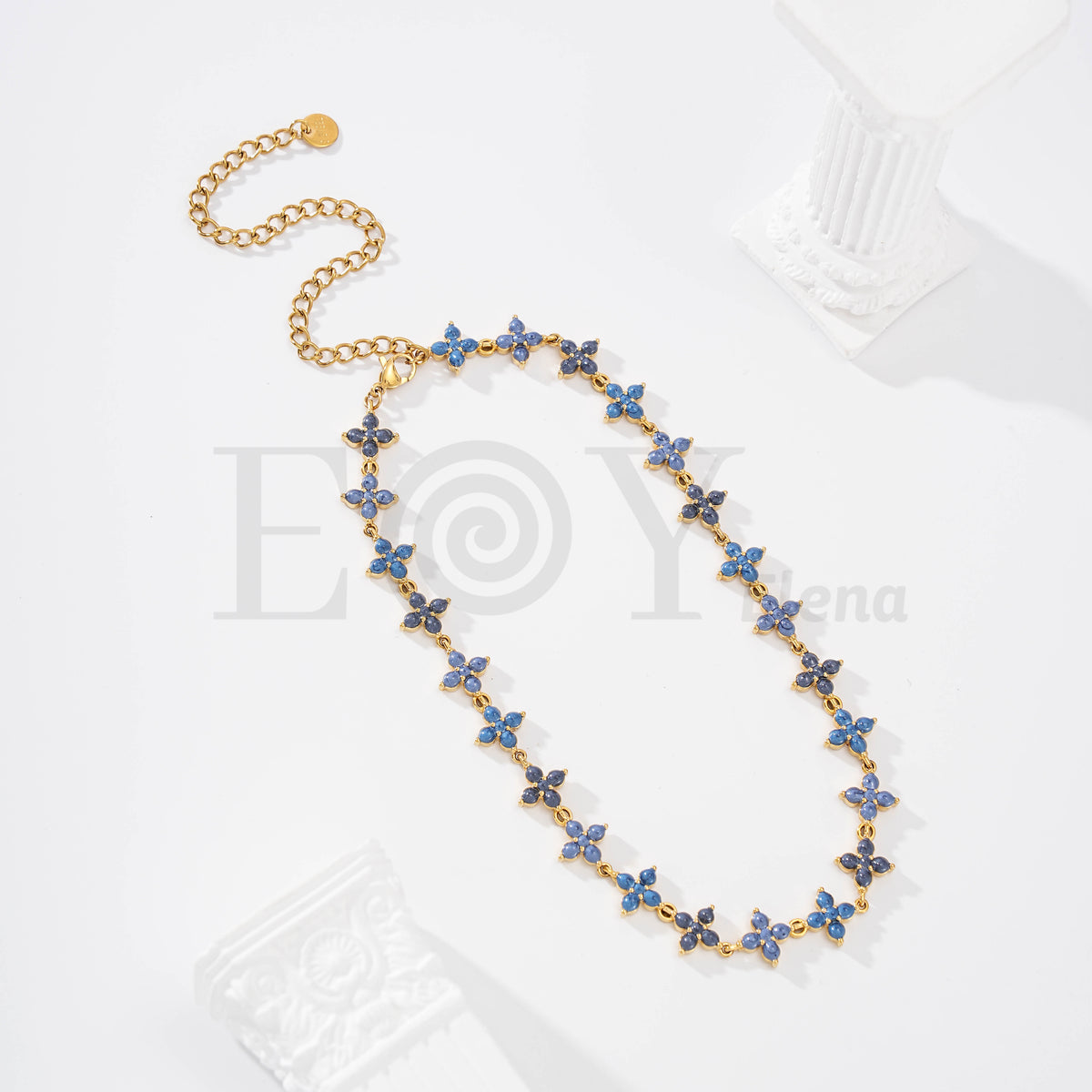 Collar flor color acero