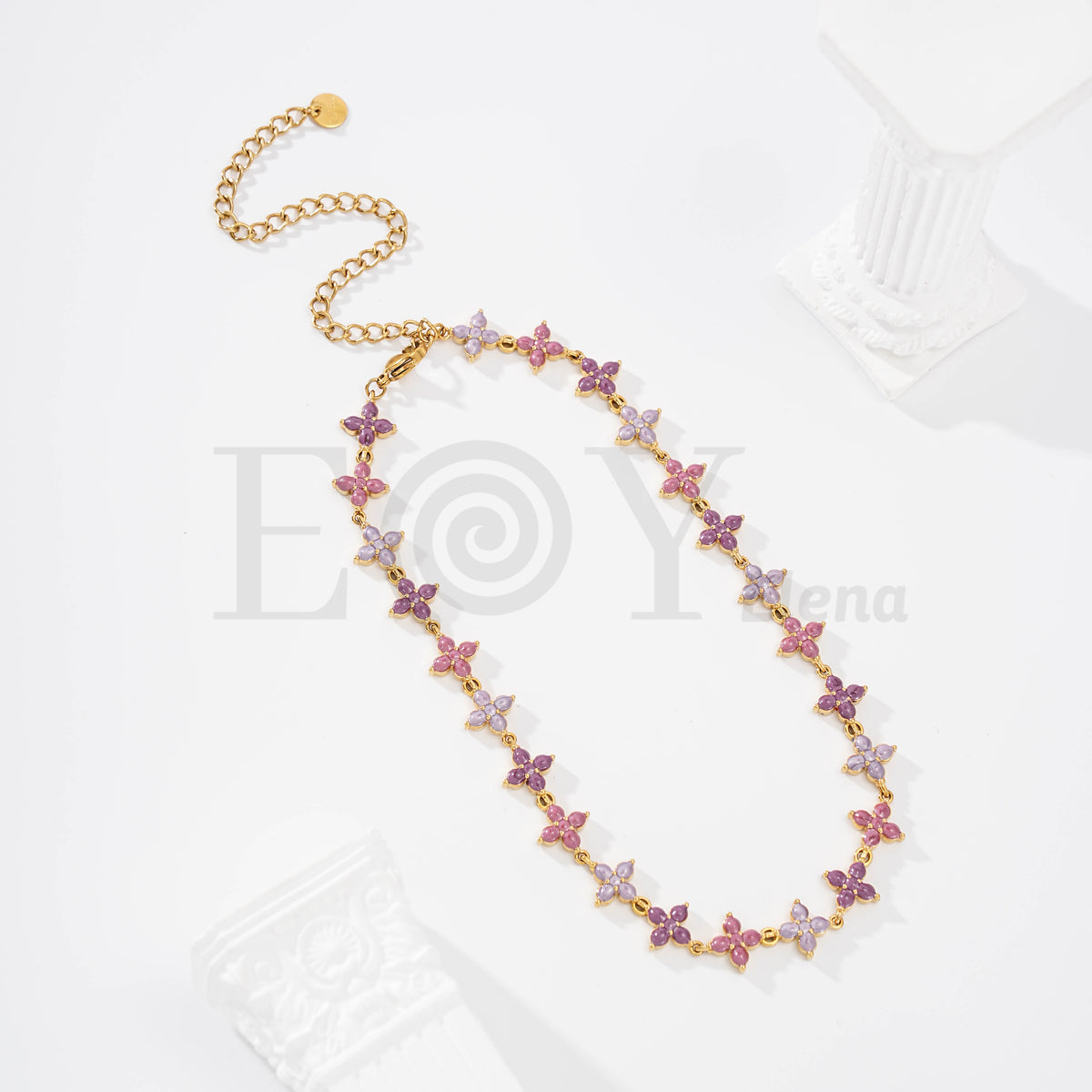 Collar flor color acero