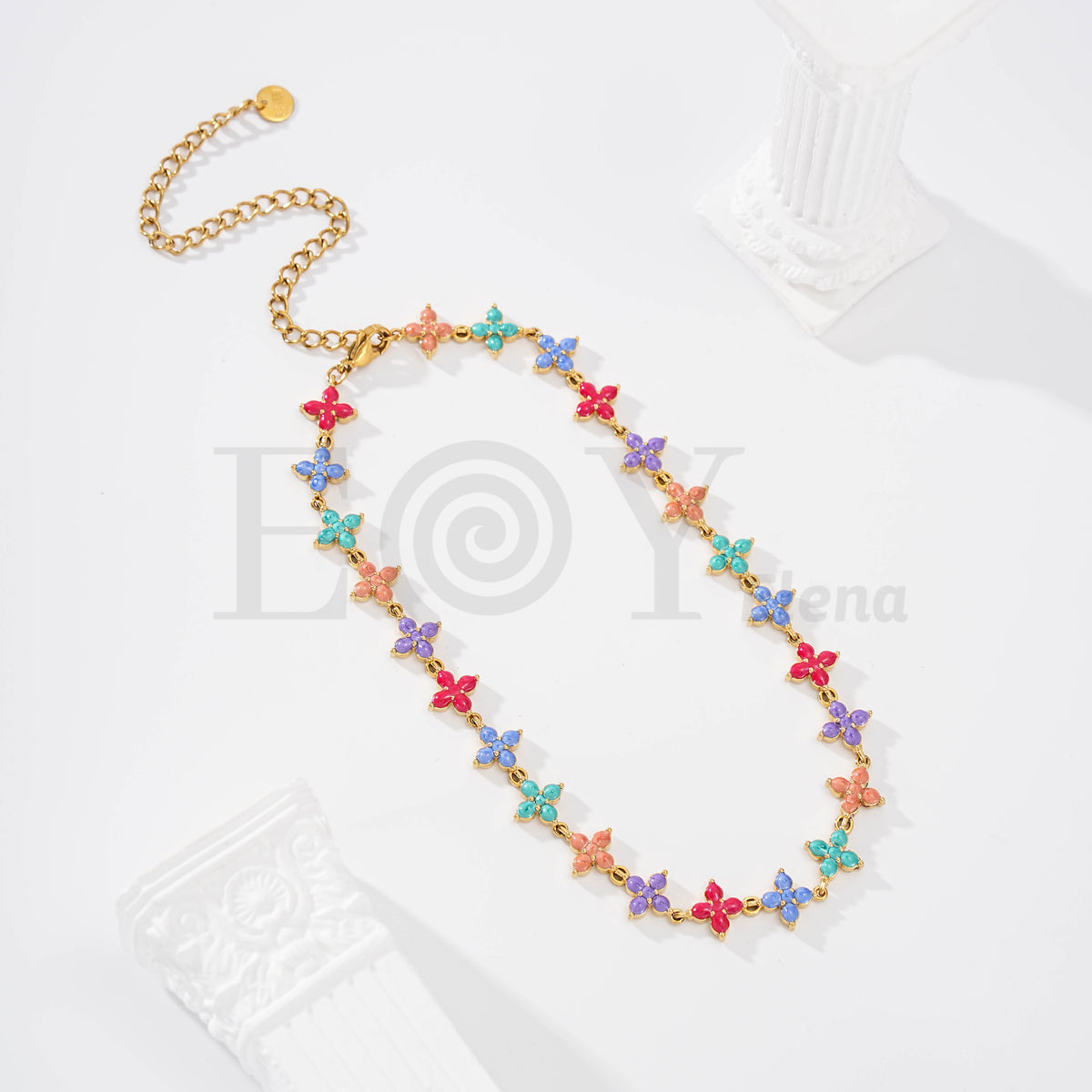 Collar flor color acero