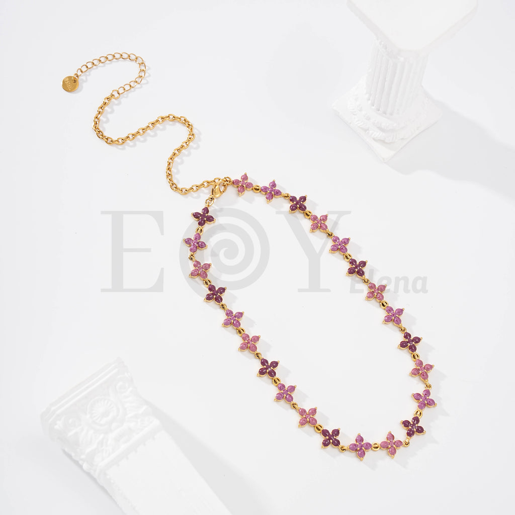 Collar flor color acero