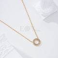 Collar doble círculo circonitas acero