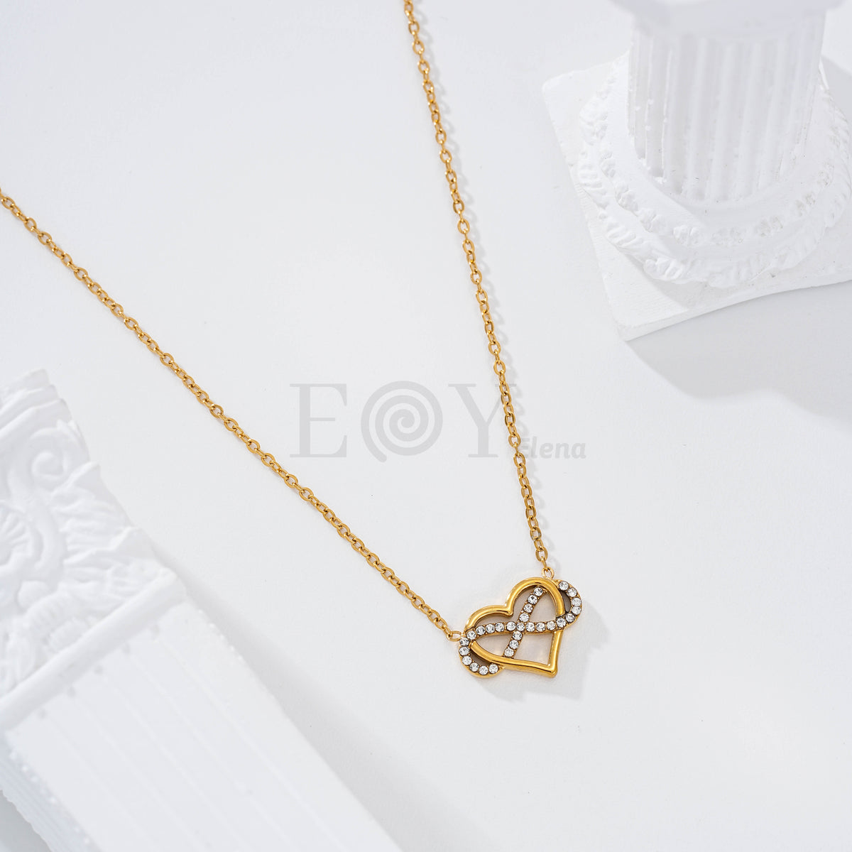 Collar corazón e infinito circonitas acero