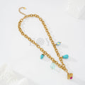 Collar farolillo y piedra turquesa