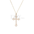 Collar cruz brillos acero