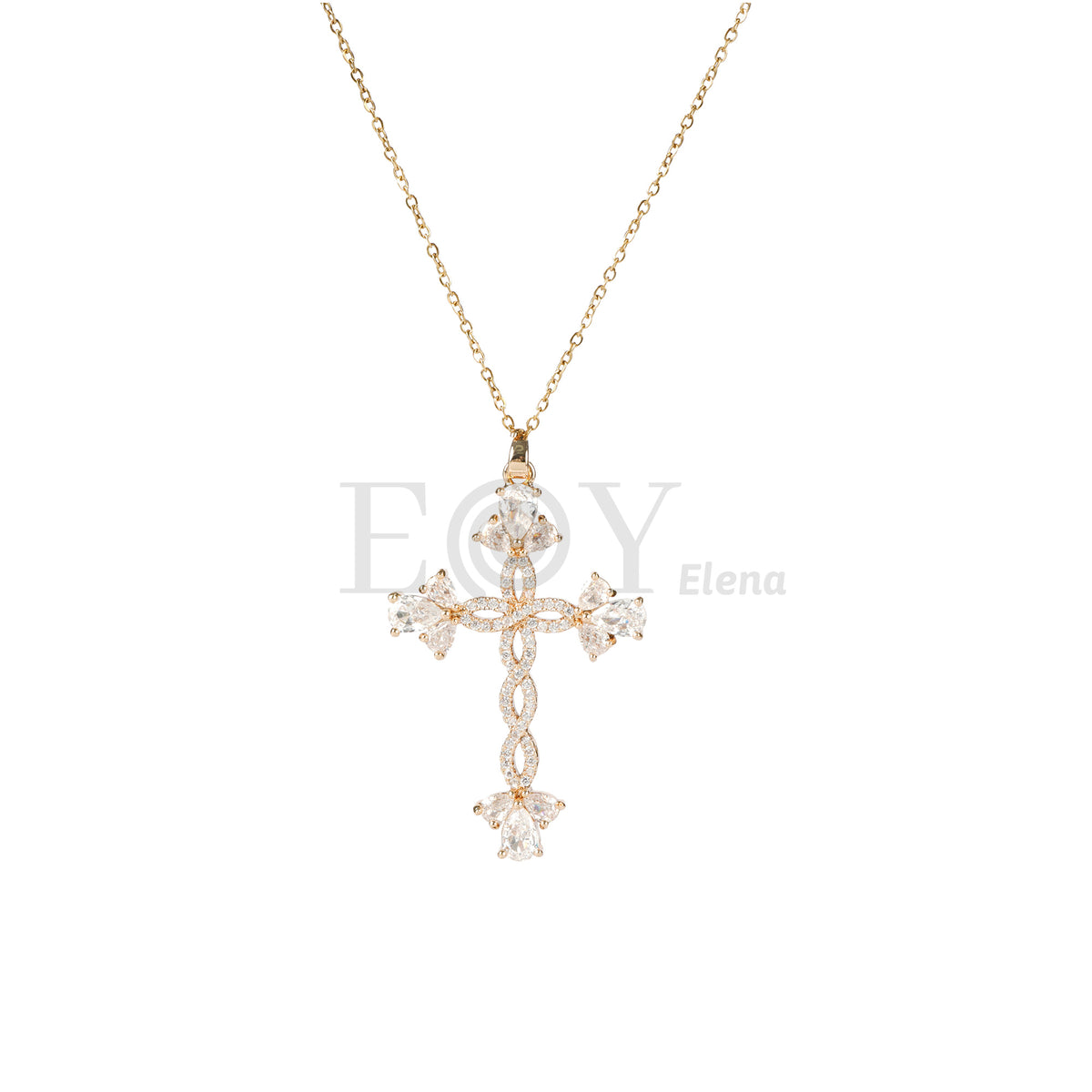 Collar cruz brillos acero