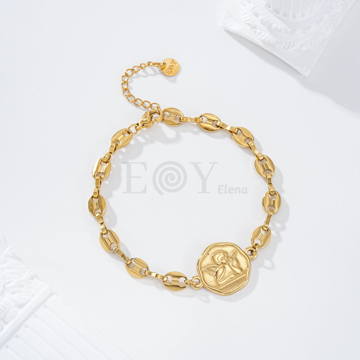 Pulsera calabrote con ángel acero