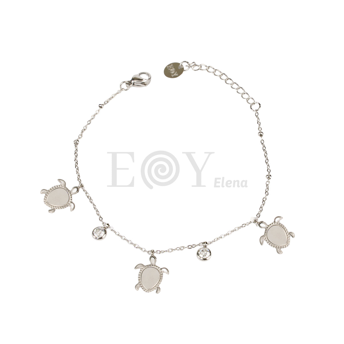 Pulsera tortuga y circonitas acero