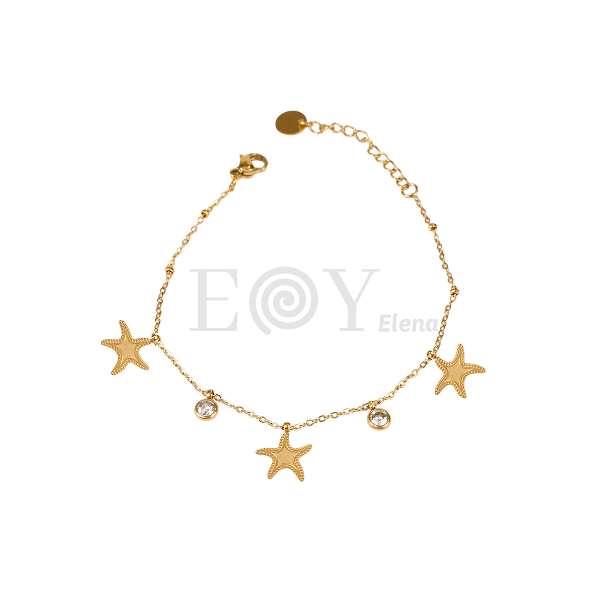 Pulsera estrella de mar y circonitas acero