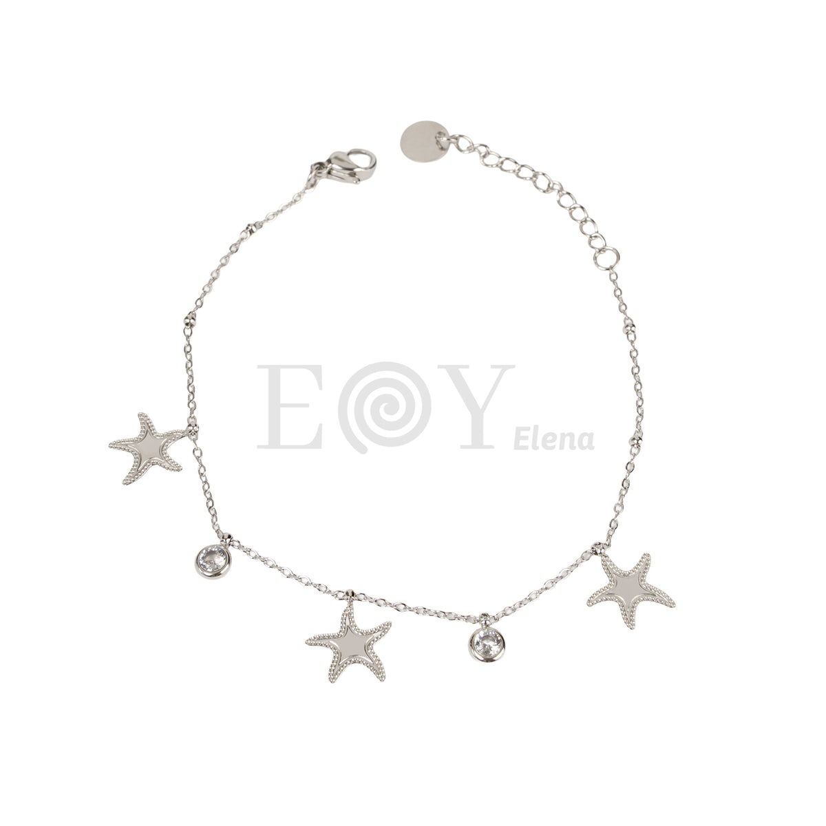 Pulsera estrella de mar y circonitas acero