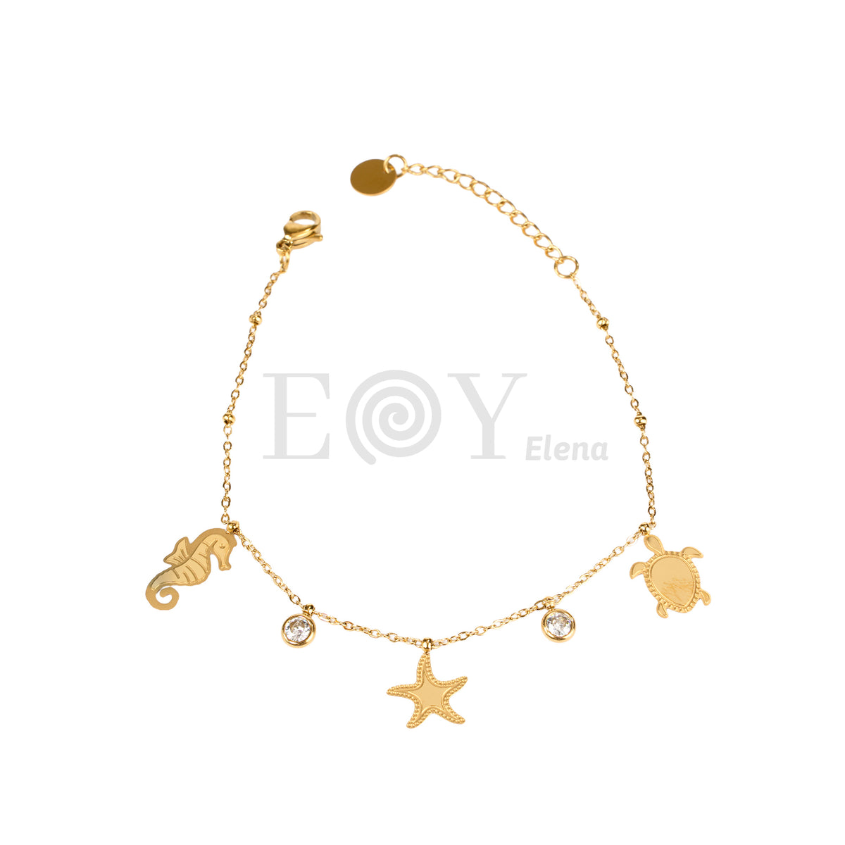 Pulsera caballito, estrella y tortuga acero