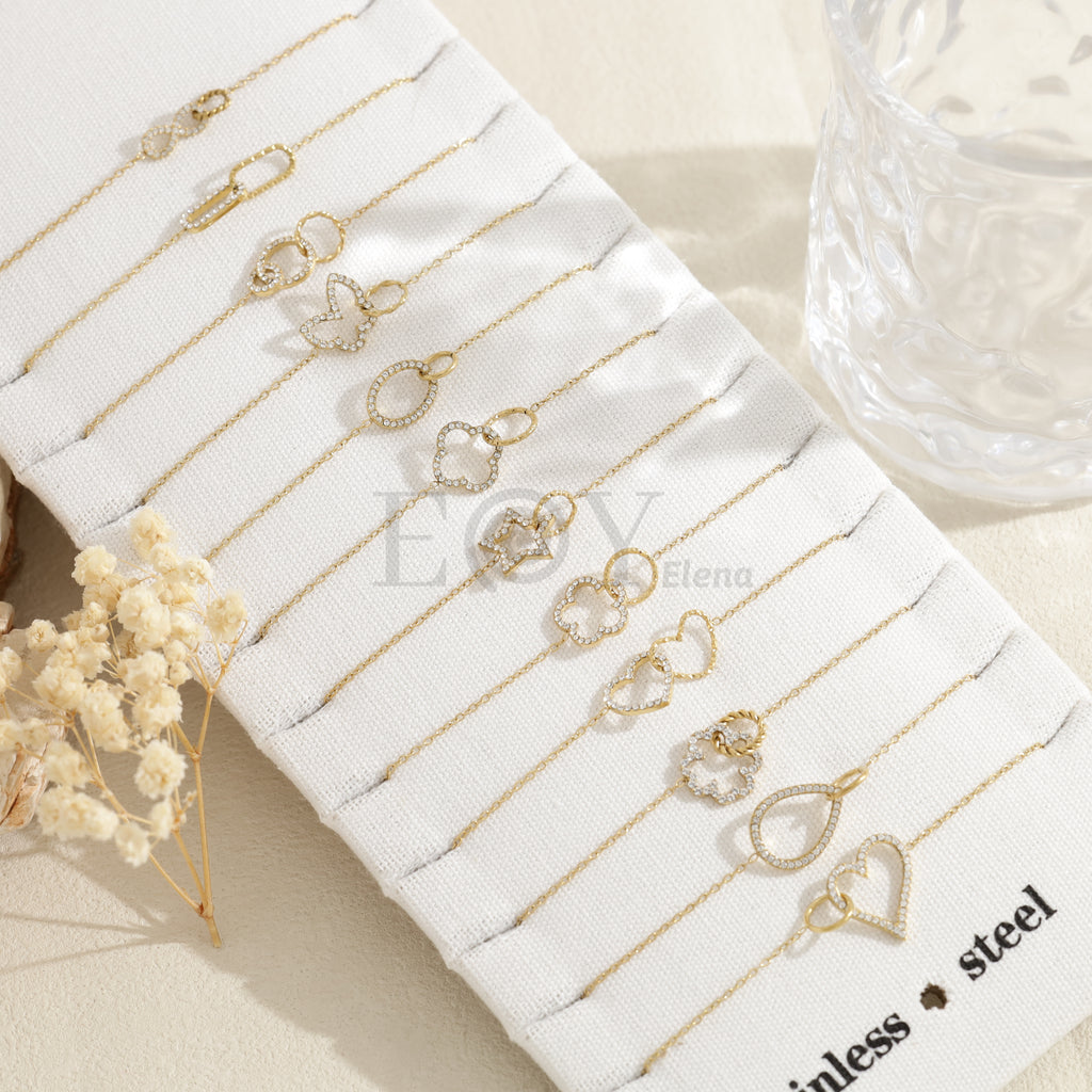 Pack de pulseras finas con figuras y circonitas