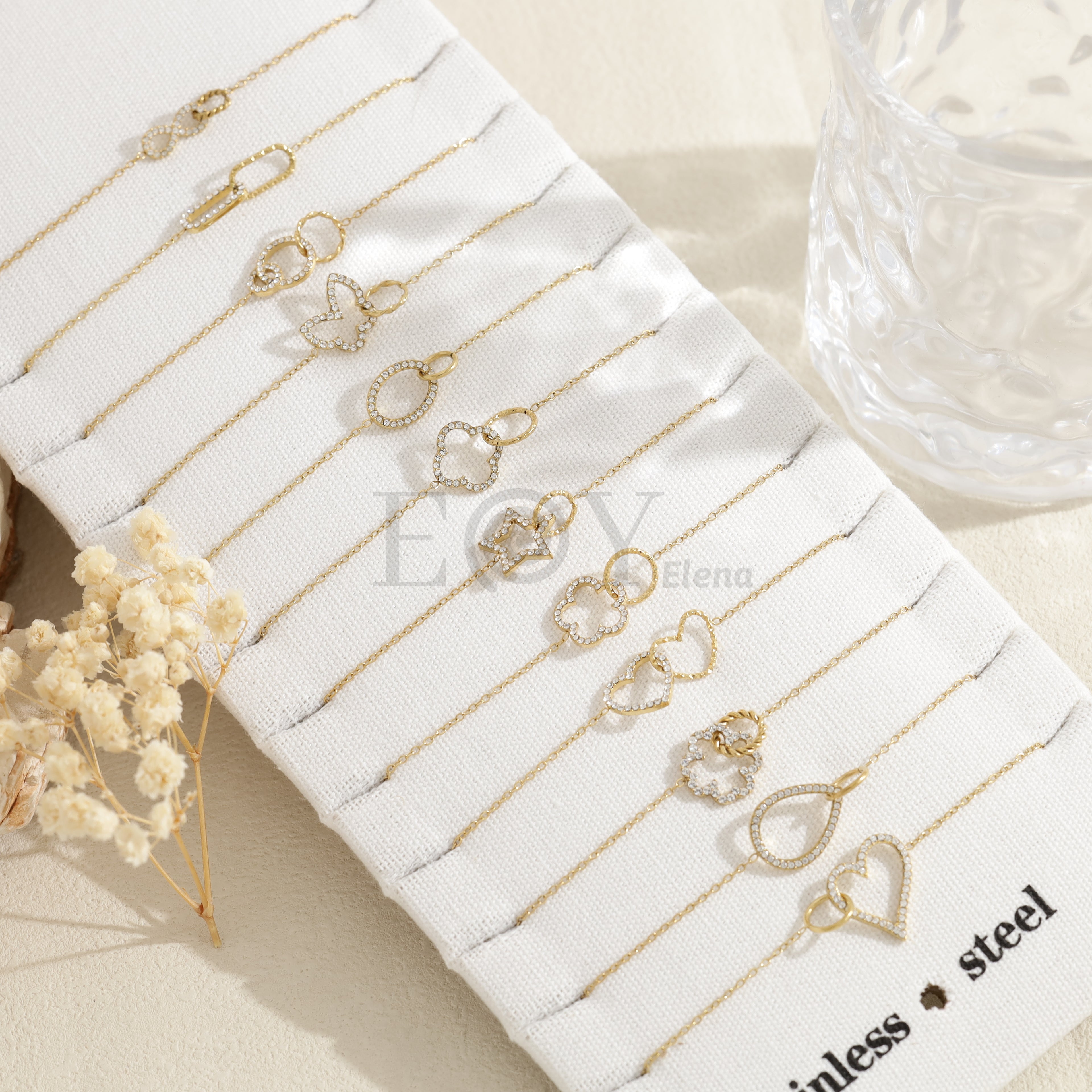 Pack de pulseras finas con figuras y circonitas