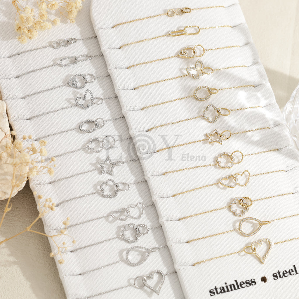 Pack de pulseras finas con figuras y circonitas