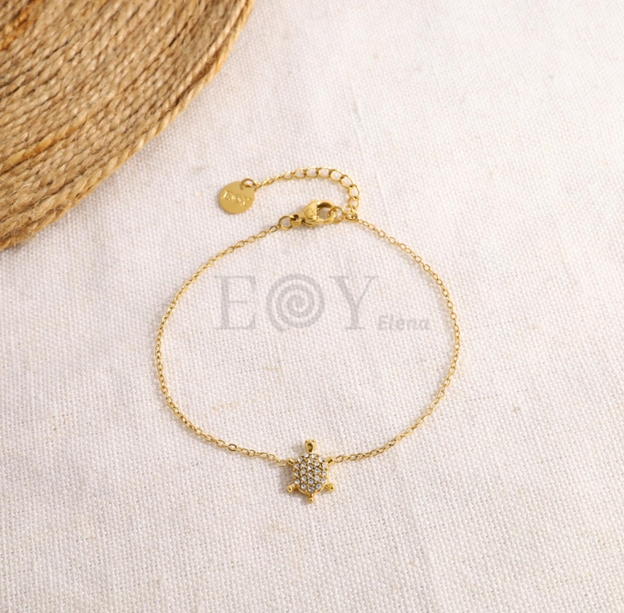 Pulsera con tortuga circonitas