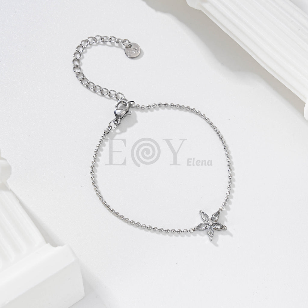 Pulsera de cadena con flor de circonitas