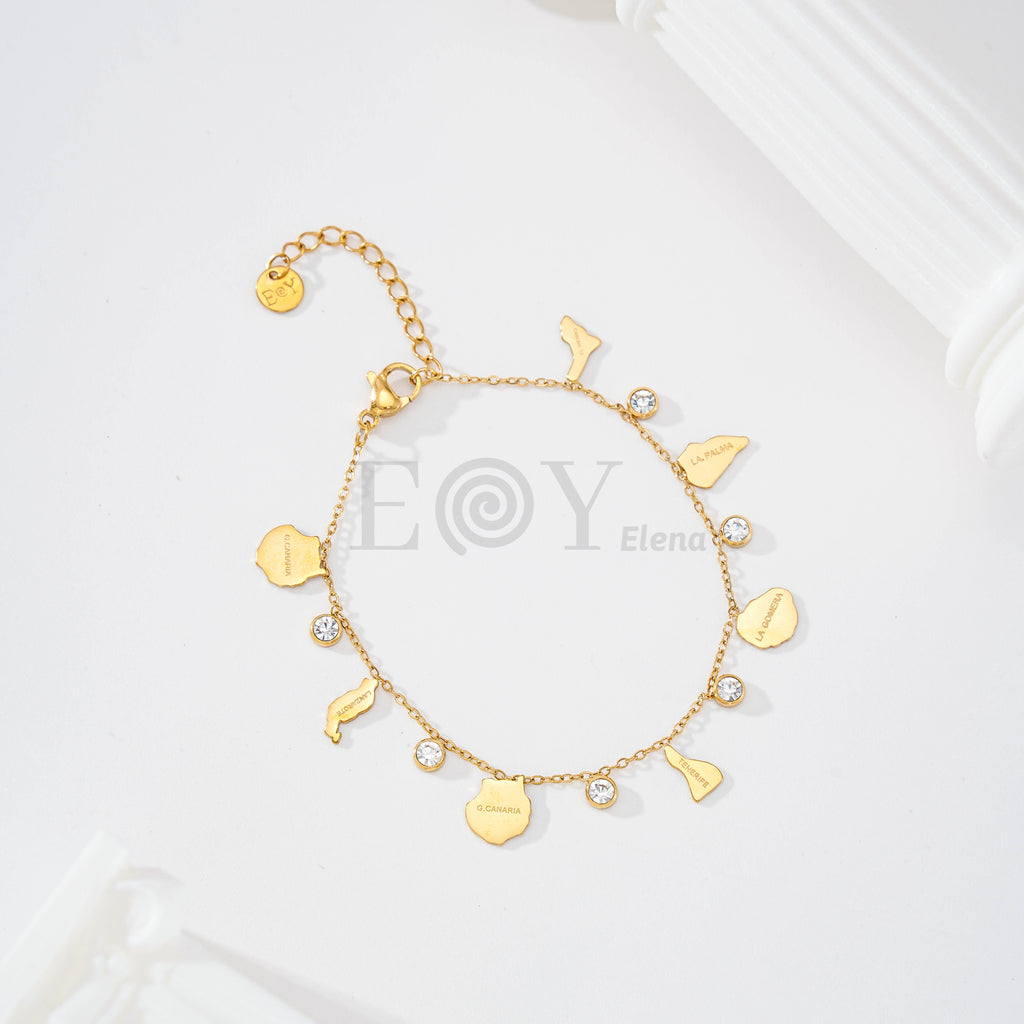 Pulsera de cadena con colgantes de las Islas Canarias y circonitas