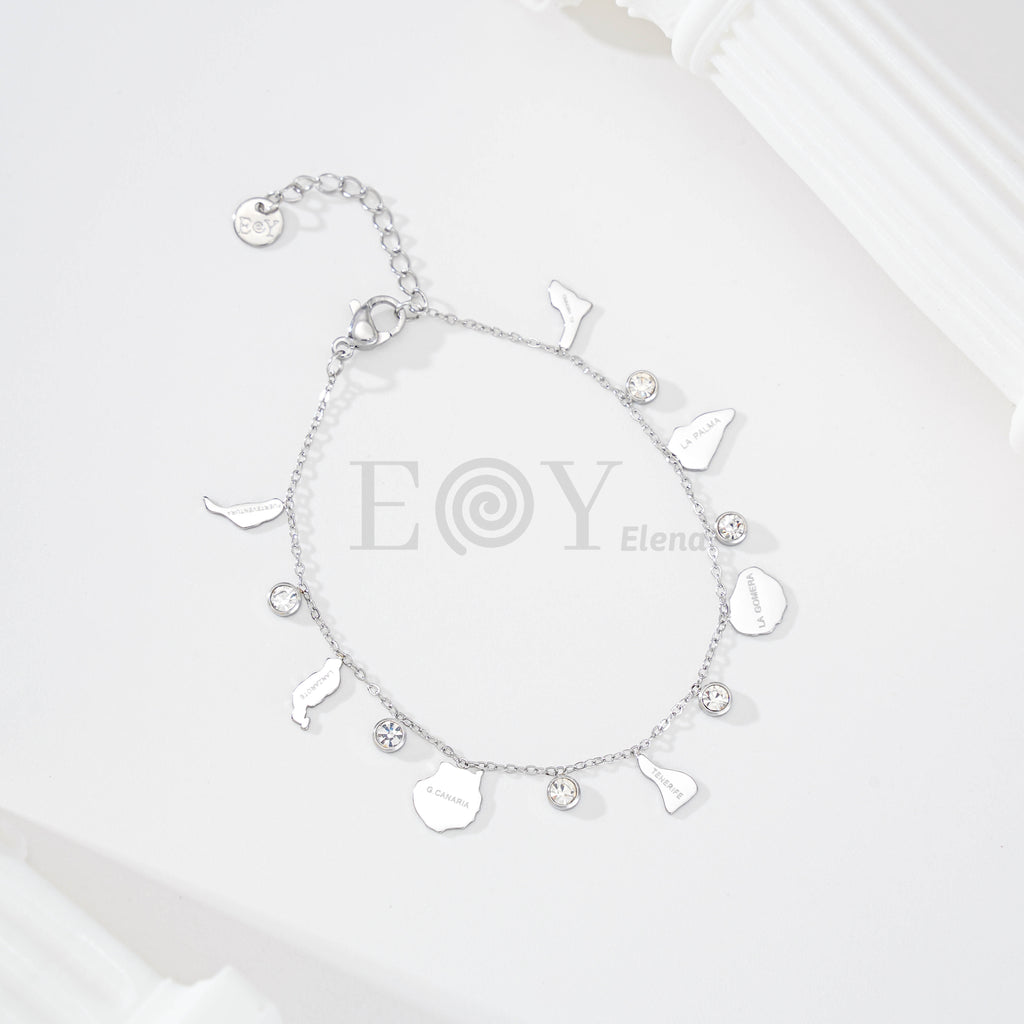 Pulsera de cadena con colgantes de las Islas Canarias y circonitas
