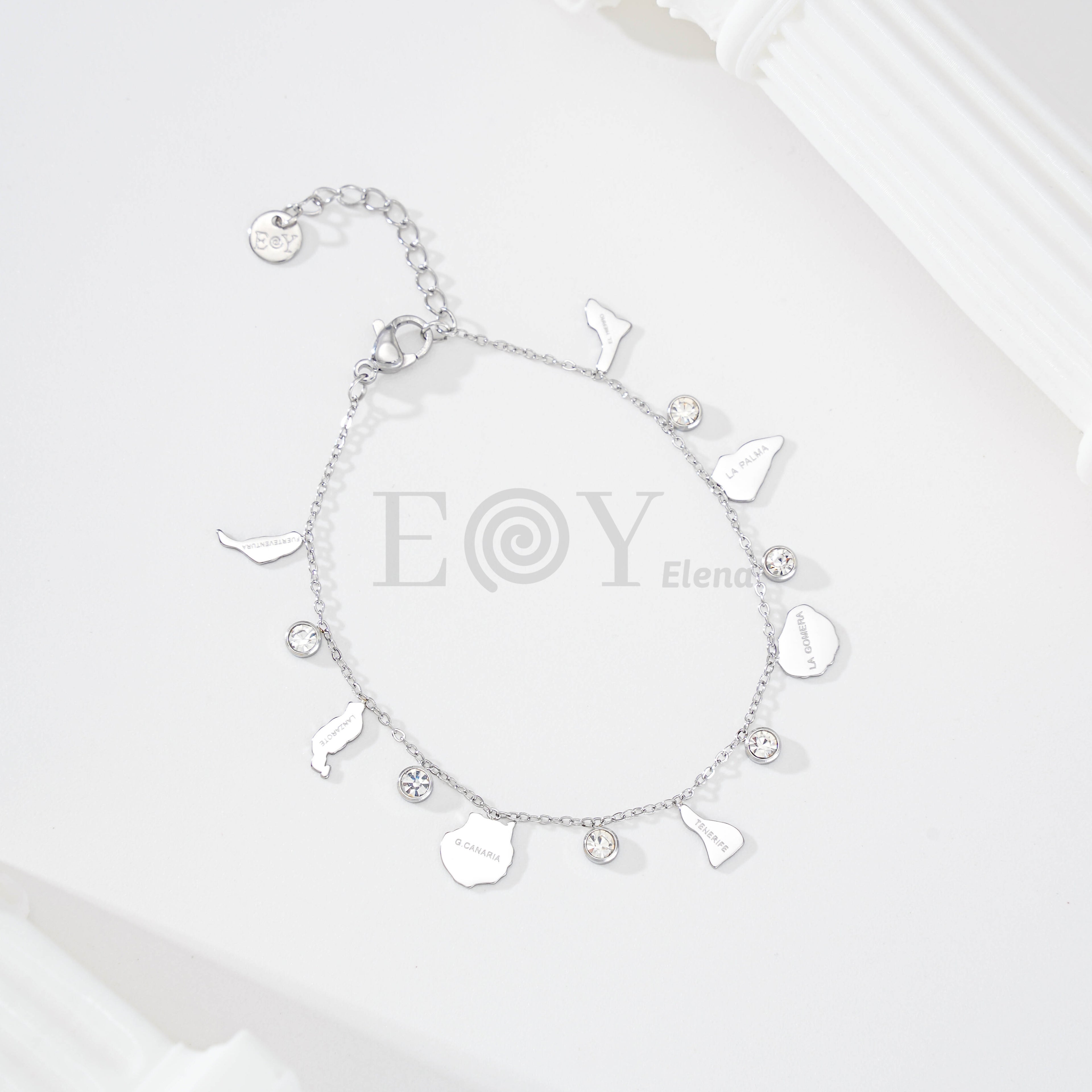 Pulsera de cadena con colgantes de las Islas Canarias y circonitas